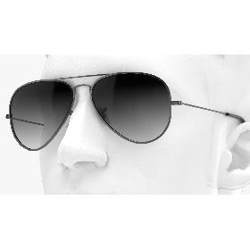3D Aviator Classic Style Sunglasses - Gunmetal Frame - Grey Gradient Lenses model